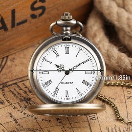 Cerioll Vintage Taschenuhr Mit Kette, Retro Quarz Taschenuhr, Römisch Ziffern, Für Papa Geschenke Geburtstag Vatertag, Vatertagsgeschenke Für Papa (Bronze)