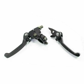 TDR Pair 22mm Handlebar Folding Brake Clutch Lever Assembly for CRF50 KLX110 Dirt Bike 125cc 150cc 250cc - Black Folding Levers