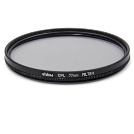 vhbw Universal Polarising Filter for Camera Lenses with 77 mm Filter Thread - Circular Polarising Filter (CPL), Black