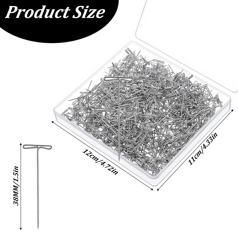 500 Pcs T Pins, 1.5 Inch Wig Pins for Mannequin