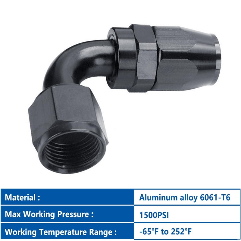 LokoCar 8AN Hose End Fitting 90 Degree Swivel For CPE
