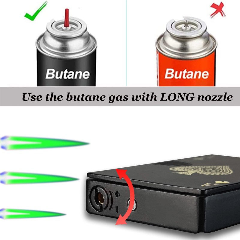 Jet Torch Lighter, Refillable Butane Playing Card Lighter, Exquisite Packaging,