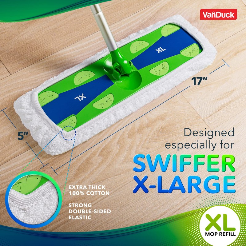 VanDuck Extra Large Cotton Mop Pads Compatible with Swiffer XL