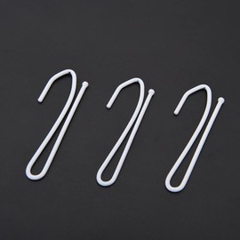 Ailejia Curtain Hooks Single Prongs Metal White Long S Hooks Pinch Pleat Drapery Hook for Window Curtain, Door Curtain and Shower Curtain 60 Pcs (iron （white）)