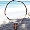 BlueRica Wood Cross Pendant on Coconut Beads and Puka Shell