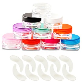 Gaodercha Empty Plastic Cosmetic Jars 10 Colours 5 ml Clear Sample Empty Containers with Lid Refillable Cosmetic Storage Container with 10 Spatulas for Toiletries Creams Lotions 10 Pieces