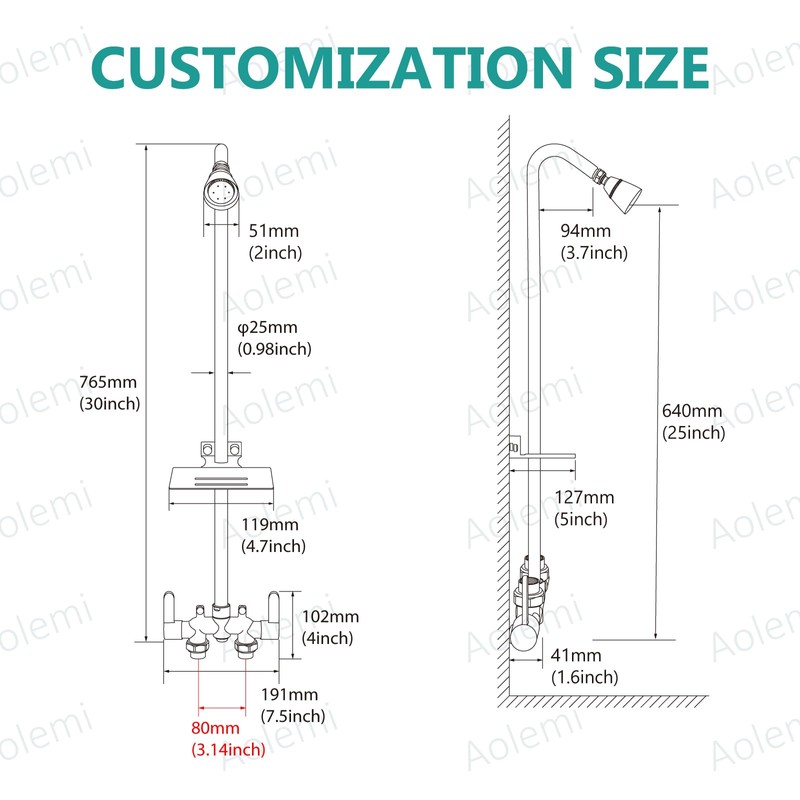 Aolemi Outdoor Shower Fixtures,Outdoor Shower Kit Faucet System 3 Inch