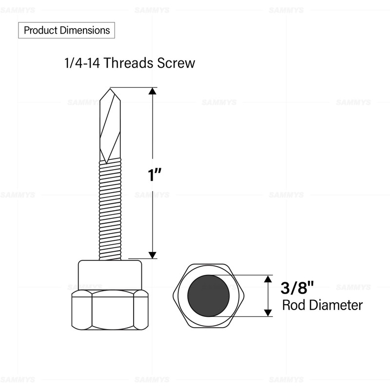 Everflow 8040957-25 3/8" Screw Vertical Threaded Rod Anchor Designed for