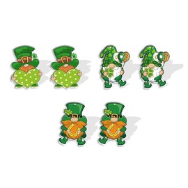 St. Patrick's Day Earrings Set Green Lucky Clover Acrylic Stud Earrings for Women Lightweight Cute Irish Shamrock Drink Beer Hat Rainbow Heart Gnome Wooden Earrings Holiday Jewelry Gifts -Set 4