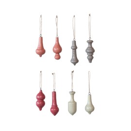 Creative Co-Op Enameled Mango Wood Finial Ornament, Multicolor, Set of 8