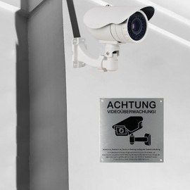 Gekamoyue Videoüberwachung Schild 3 Stück, 15×15cm Videoüberwachung Schild Aluminium, Selbstklebend Videoüberwachung Schilder für Achtung Videoüberwachung, Achtung Privatgrundstück