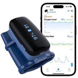 Wearpulse Oxímetro De Pulso Continuo Para Dedo, Monitor De Saturación De Oxígeno En Sangre Y Frecuencia Cardíaca Con Aplicación, Medidor De...        