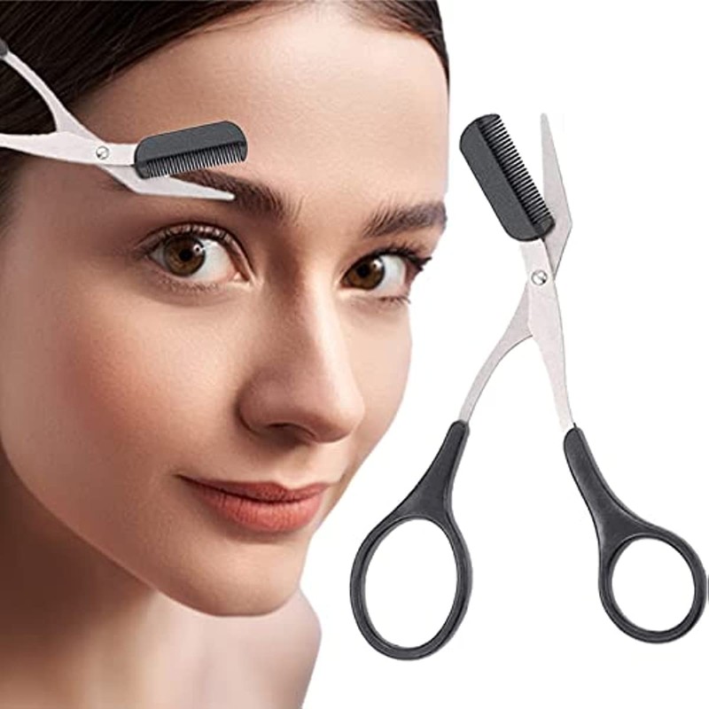 GRAYSPCE Eyebrow Trimmer Scissors, with Comb Professional Eyebrow Comb Scissors
