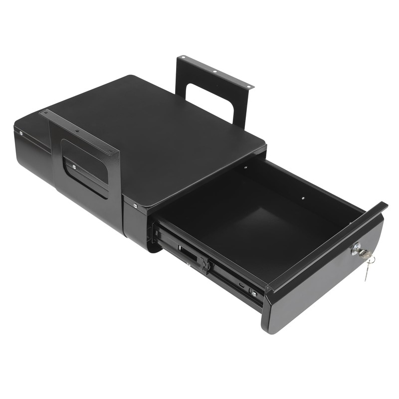 Lockable Under Desk Sliding Storage Drawer - Black, 13'