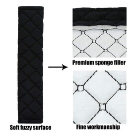 MIRKOO Car Seat Belt Cover Pad, 2-Pack Soft Car Safety Seat Belt Strap Shoulder Pad for Adults and Children, Suitable for Car Seat Belt, Backpack, Shoulder Bag, Laptop Computer Bag (Black)