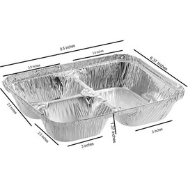Disposable 3 Compartment Aluminum Dinner Foil Pan/Tray with Board Lids - CHOOSE PACKAGE: 10 PACK