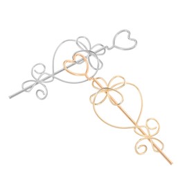 Beavorty 2 Pack Vintage Metal Hair Barrette Heart Design Hairpins for Women Minimalist Viking Hair Stick Fashionable Knot Sticks