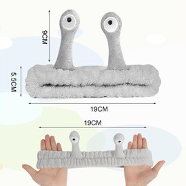 LOPHE Face Wash Headband, Snail Spa Hair Bands, Soft Cute Coral Fleece Elastic Headband, Head Wraps for Face Wash Makeup, Beauty Skincare, Sport Shower, Creative Hair Accessories for Women (Grey)