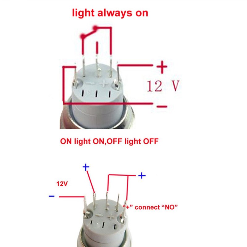 E Support Momentary 16mm 12V 3A Blue LED Light Angel