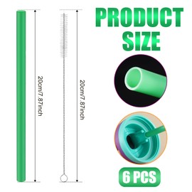 6pcs Replacement Straws for Owala FreeSip 24oz 32oz, Reusable Plastic Straws with Cleaning Brush for Owala Insulated Water Bottle 24 oz 32 oz and Flip 25 oz, Tumbler Accessories (Green)