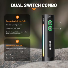 Wurkkos HD01 PRO 6-in-1 Flashlight 1200LM Flat EDC Flashlight with White Light UV Light&Green Light and RGB Light,Working Handle Flashlight with Magnetic for Outdoor Camping(Black)