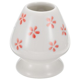 HARFINGTON Ceramic Chasen Stand 73mm Matcha Whisk Holder Teas Set Whisks Stand Traditional Matcha Tea Chasen Holder Tea Set Accessories for Tea Tasting, Cherry Blossoms White