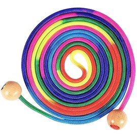 Ogetok 16 FT Long Skipping Rope, 5m Multiplayer Rainbow Jump Rope for Adults, Adjustable Cotton Double Dutch Jumping Rope with Wooden Round Handle for Outdoor Sport, Party Game, Fitness Workouts