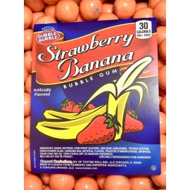 Dubble Bubble One Inch Gumballs Bulk Candy 1LB 2LB 3LB 4LB 5LB Strawberry Banana - 3 LB