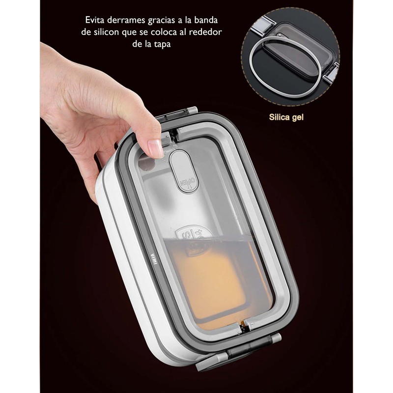 Lonchera De Acero Inoxidable Caja De Almuerzo Con Separadores (BLANCO)