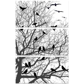 GLOBLELAND 3 Sheets Branches and Birds Theme Decor Transfers 6x12inch Furniture Transfer Stickers Rub on Transfer Stickers Wall Art Decals for Bedroom Living Room Desk Table Decoration