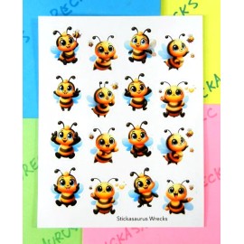 Stickasaurus Wrecks Cute Bumble Bees Sticker Sheet