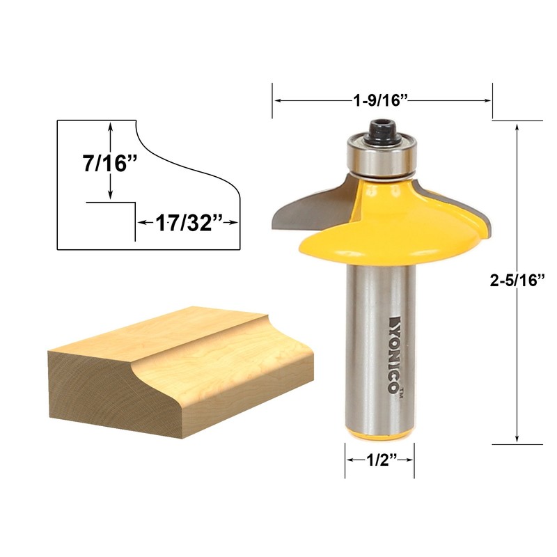 YONICO Cabinet Door Edge Router Bits Set 4 Bit 1/2-Inch