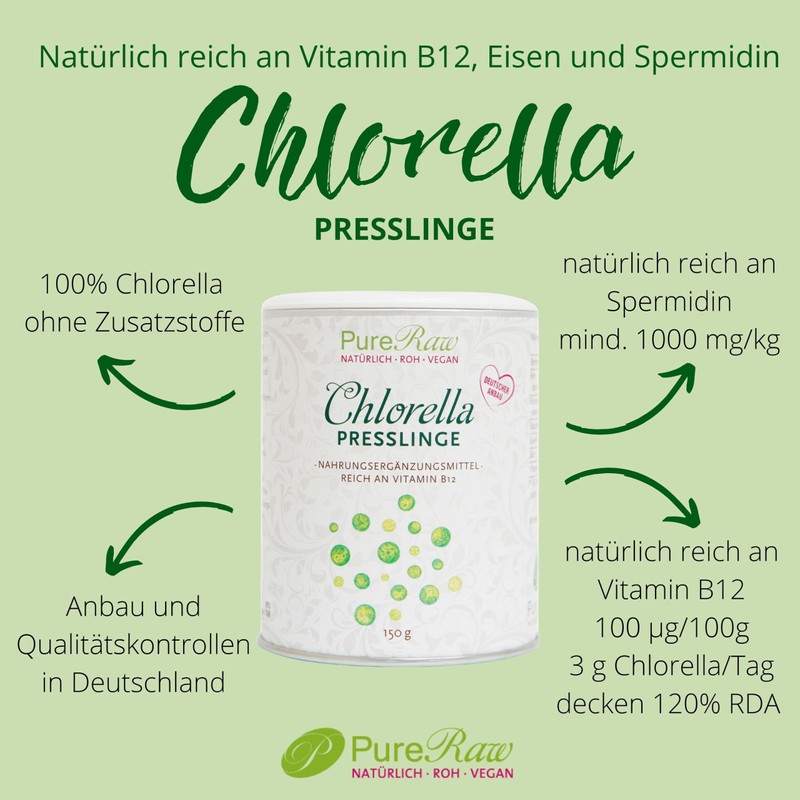 PureRaw Chlorella Pellets from Germany - Chlorella Tablets Algae Rich