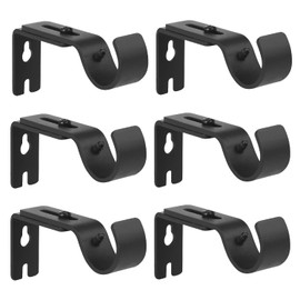 Anndason Heavy Duty Adjustable Curtain Rod Brackets Rod Holders for 1 Inch Rod, Black Color, (Set of 6)