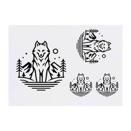 4 x 'Wild Wolf' Temporary Tattoos - Water Resistant, Skin-Safe, Non-Toxic Transfers, Mixed Sizes (TO00074262)