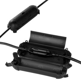 Restmo 2 Pack Compact Outdoor Extension Cord Cover, IP44 Waterproof Box and Safety Housing Case, Ideal to Protect Outdoor Plugs, Electrical Connections, Holiday Decoration Lights, Size Small, Black