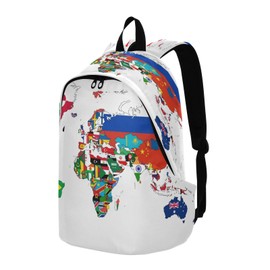 Travel Backpack Laptop Backpack College Computer Bag Gift National Flag World Map for Men & Women