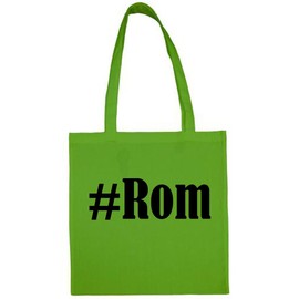 Social Network... # Rom Hashtag Tote Bag School Bag Gym Bag 38 x 42 cm in Pink Blue Green Grey Yellow Red Black White Beige, Green