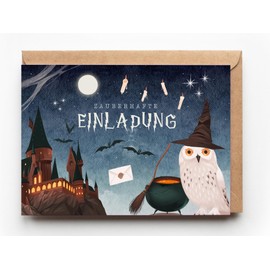 10 Magician Apprentice Invitation Cards Children's Birthday Party Invitations, Wizard Harry Party Theme Party, Wizard Film Night (Set of 10 Invitation Cards)