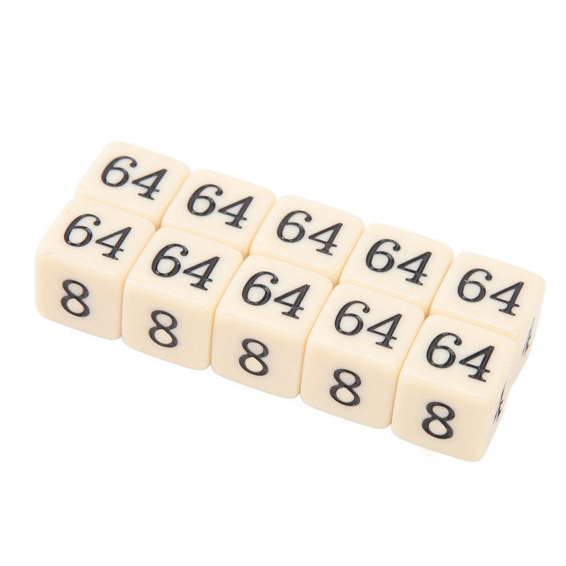 30PCS 6 Sided Number Dice 15.5mm Multiple Of 2 Number