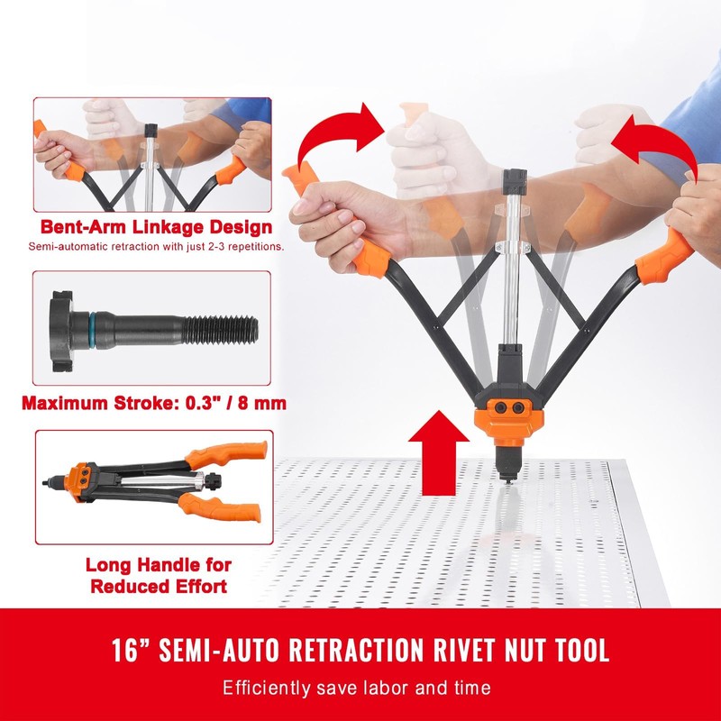 Happybuy 16” Rivet Nut Tool Kit, 13PCS Mandrels, 186PCS Rivet