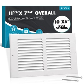 VOISEN Return Air Grille,Fits 10x6 Duct Opening,Steel Return Vent Cover, White Vent Cover Grill for Sidewall and Ceiling,HAVC Cold Air Return Vent Cover,Overall Size:11.75" W X 7.75" H