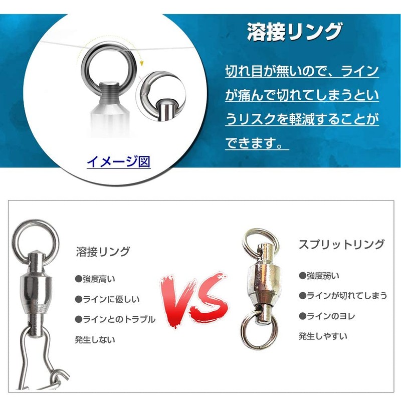 QISHUO High Strength Fishing Ball Bearings Swivels Blue Lures Sarkan