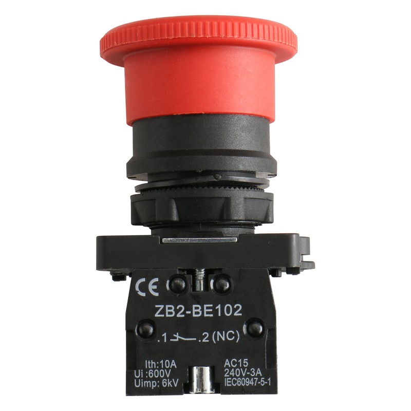 Baomain Push Button Switch ZB2-BE102C 22mm NC N/C Red Mushroom