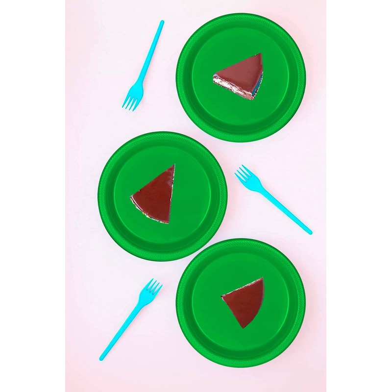 DecorRack 10 Large Plastic Plates, 9 inch Dinner Plates, Disposable