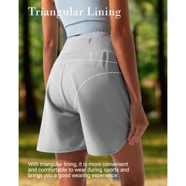 BebreezChic Sports Shorts Women's Summer High Waist Sports Shorts 2 in 1 with Pocket Quick-Drying Running Shorts Fitness Yoga Shorts, gray