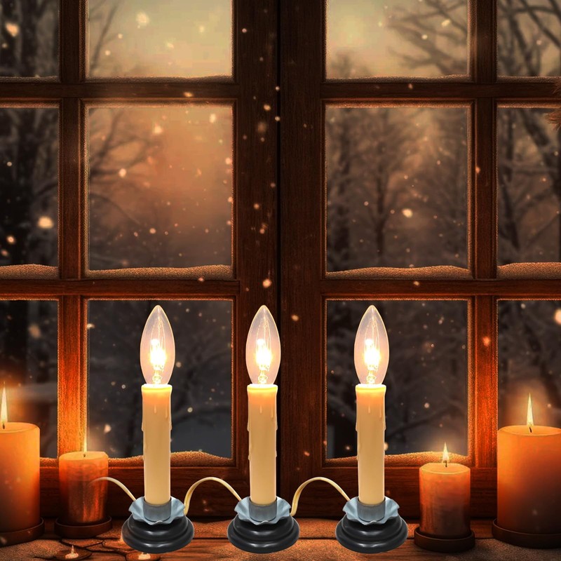 25 Pack Candle Light Bulbs, C26 Clear Torpedo Tip Candelabra