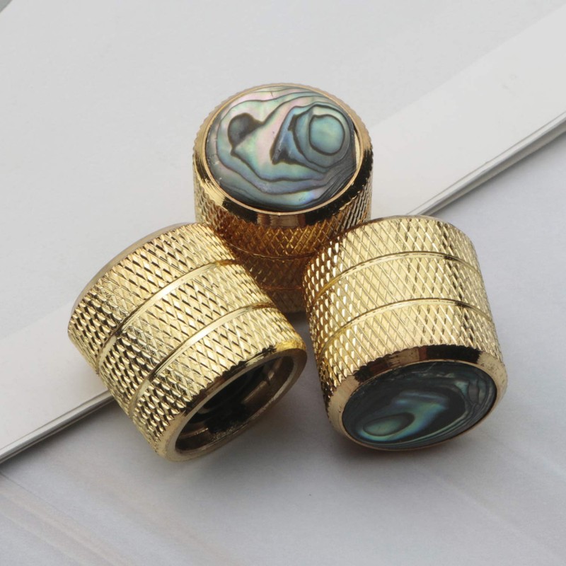 Swhmc 3pcs Gold Electric Guitar Knobs Inlaid Shell Top Knobs