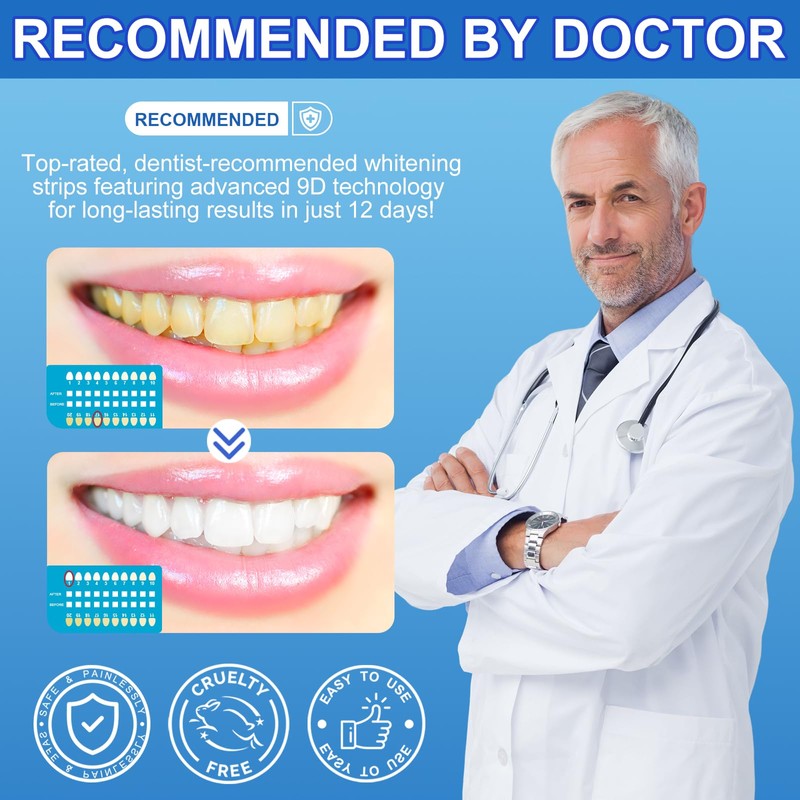 9D Teeth Whitening Strips 14 Treatments, Enamel Safe, Whitening Teeth