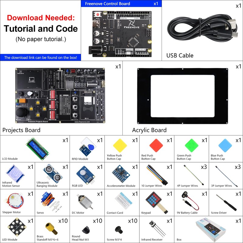 Freenove Projects Kit with Control Board V4 (Compatible with Arduino